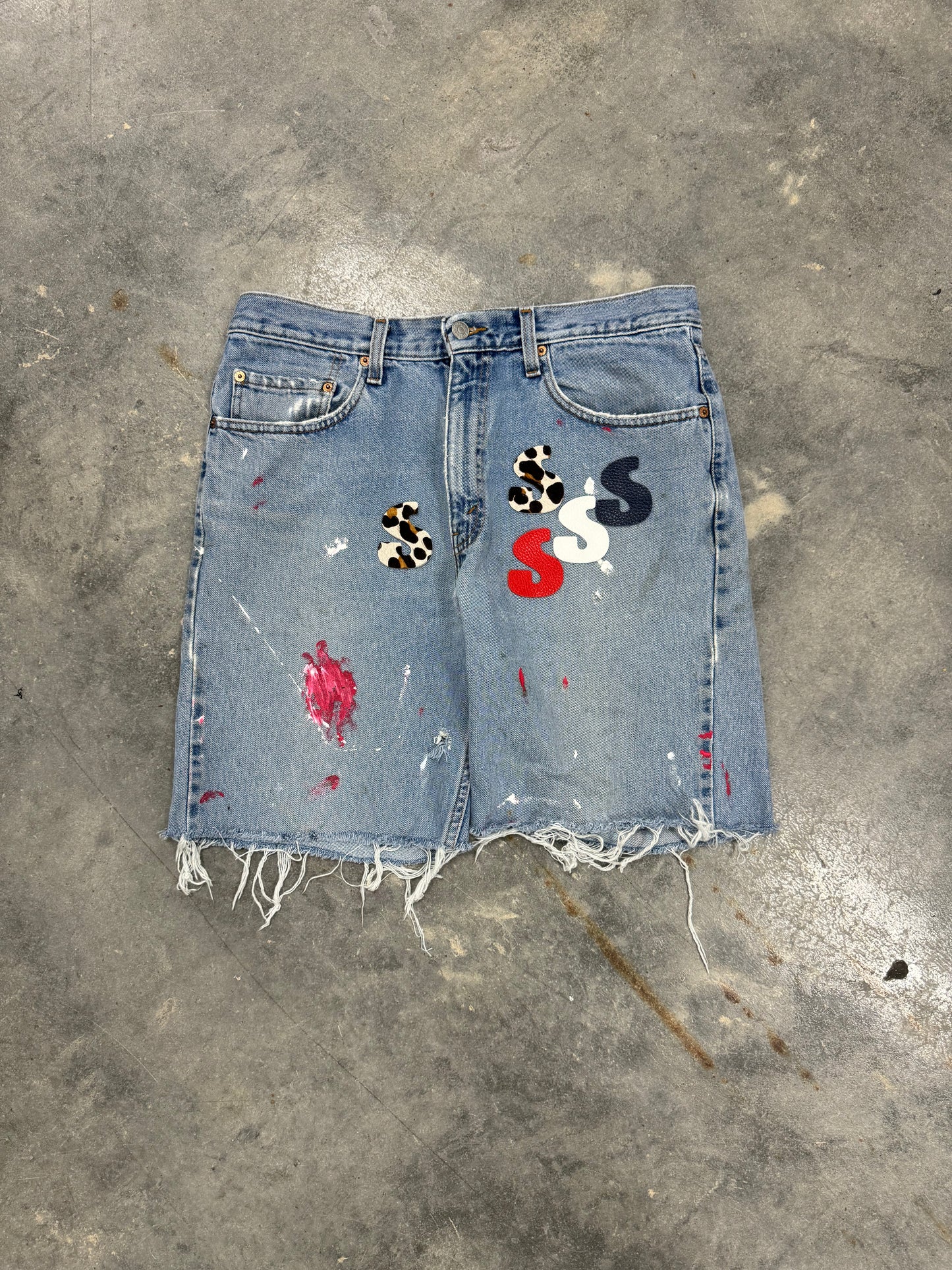Paint Denim Short (32 Waist)