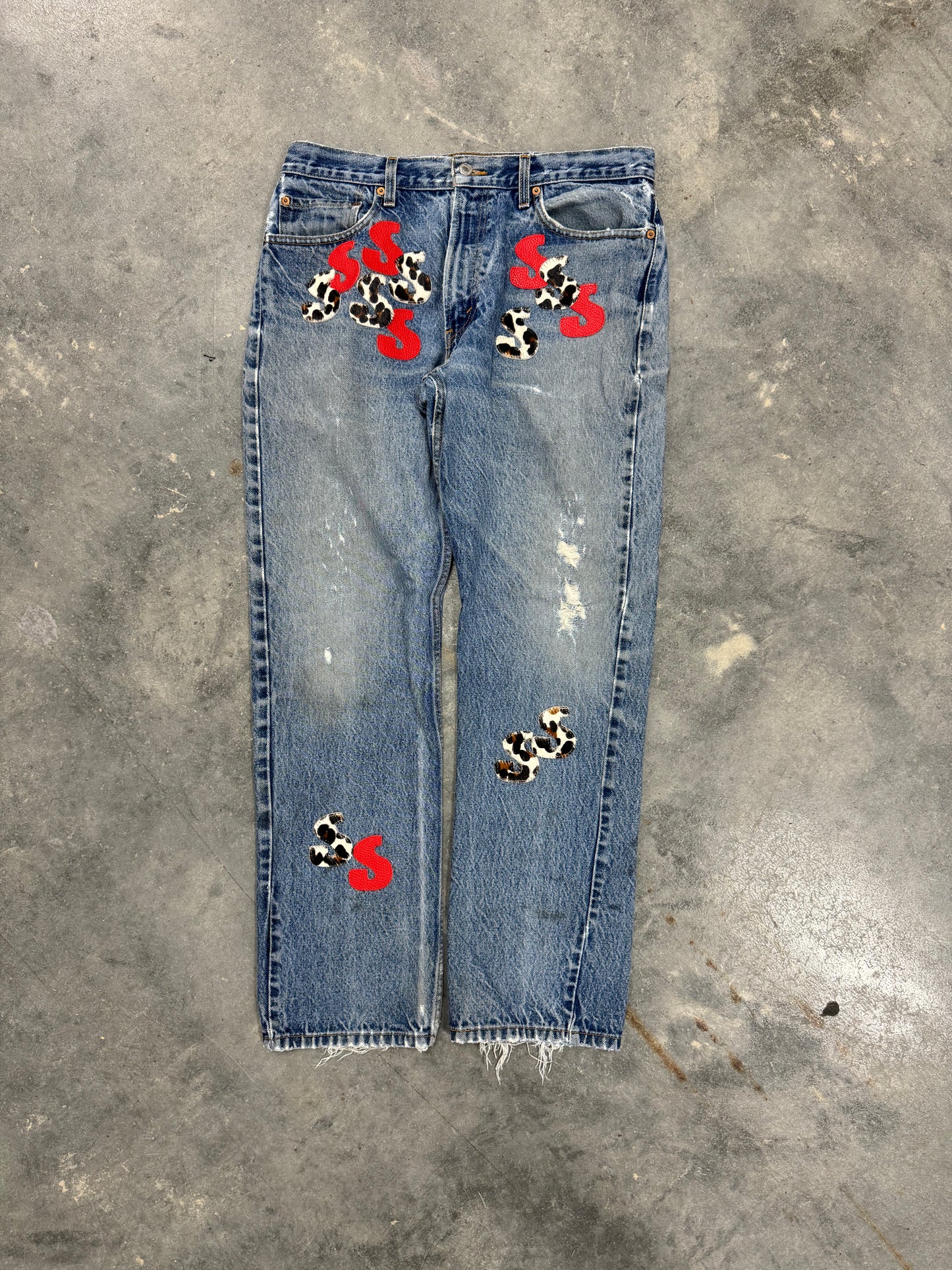 Leopard Red Denim (32 Waist)
